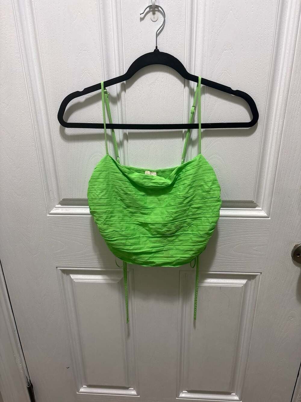 Urban Outfitters Lime Green Ruched Pleated Cami Crop Top Size M